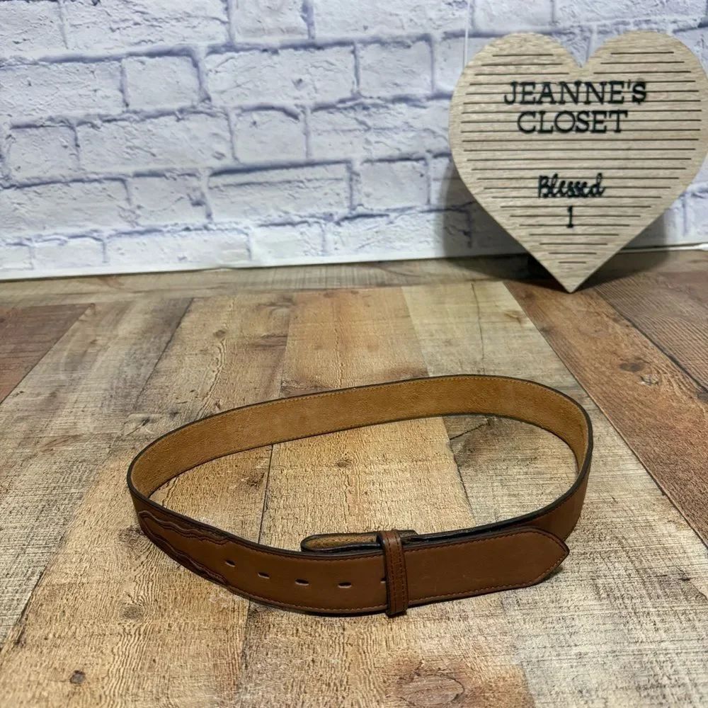 Nocona mens brown leather western belt no buckle size 34